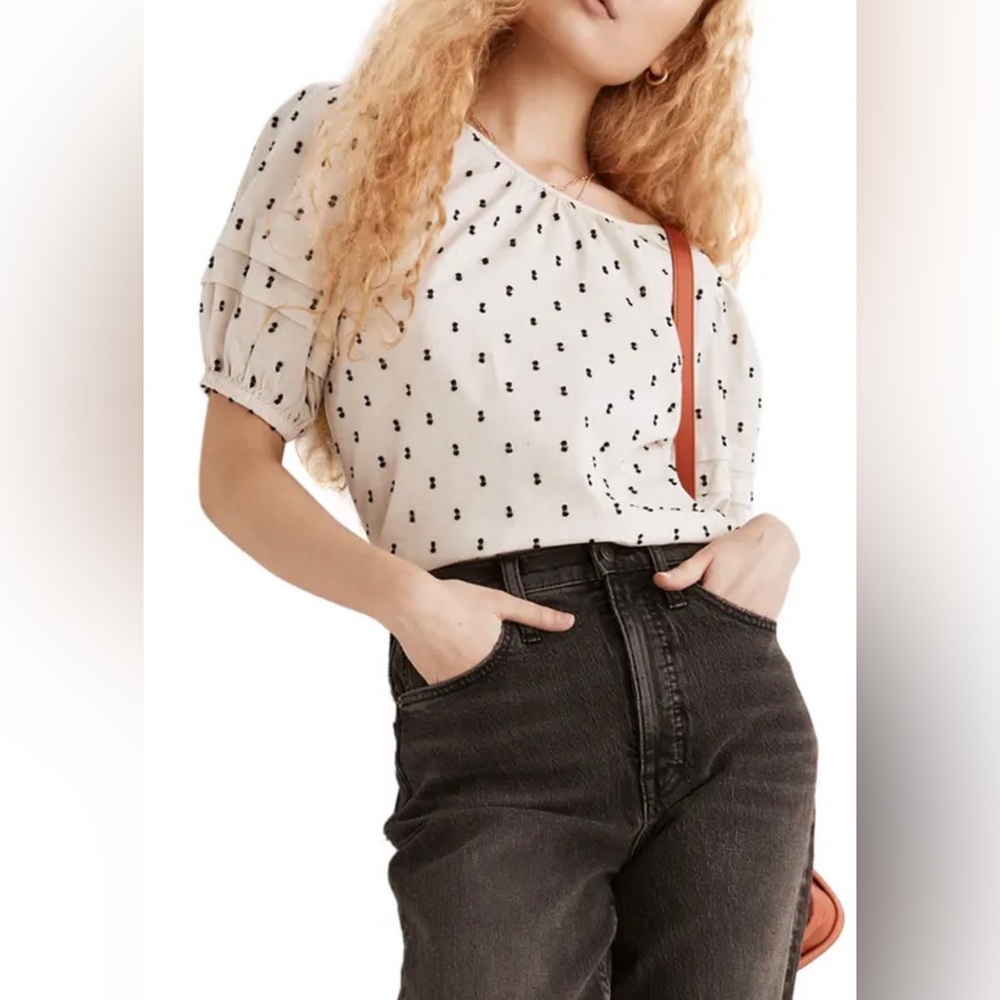 Madewell Tie Back Puffed Sleeve Top, size S